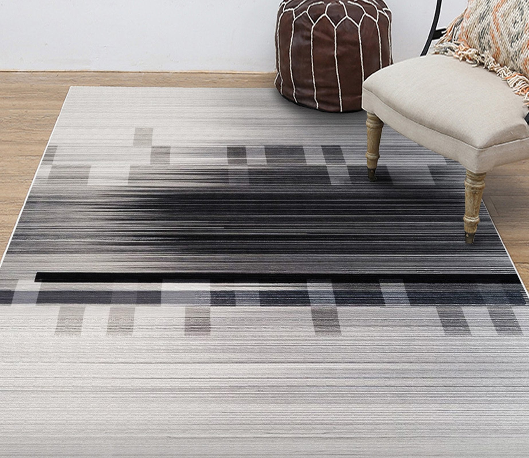 3D Modern Black WG019 Non Slip Rug Mat Mat AJ Creativity Home 