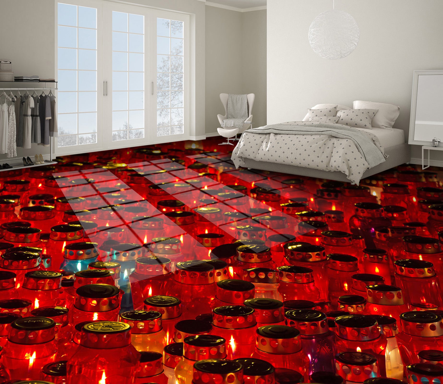 3D Arrange The Lights 007 Floor Mural  Self-Adhesive Sticker Bathroom Non-slip Waterproof Flooring Murals