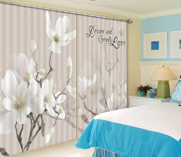 3D White Petals 135 Curtains Drapes