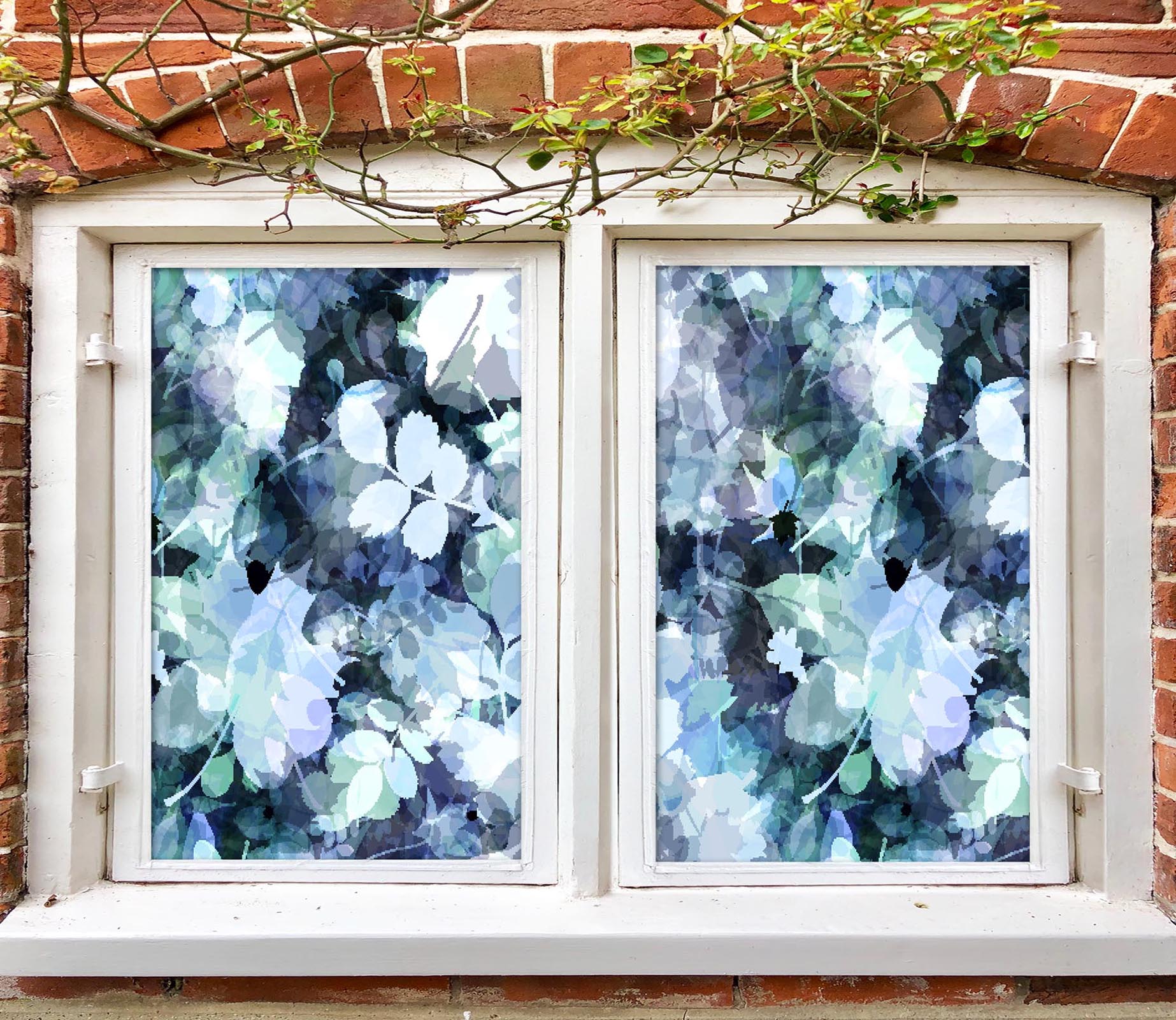 3D White Leaves 350 Window Film Print Sticker Cling Stained Glass UV Block