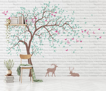 3D Beautiful Deer Under The Tree 2079 Wall Murals
