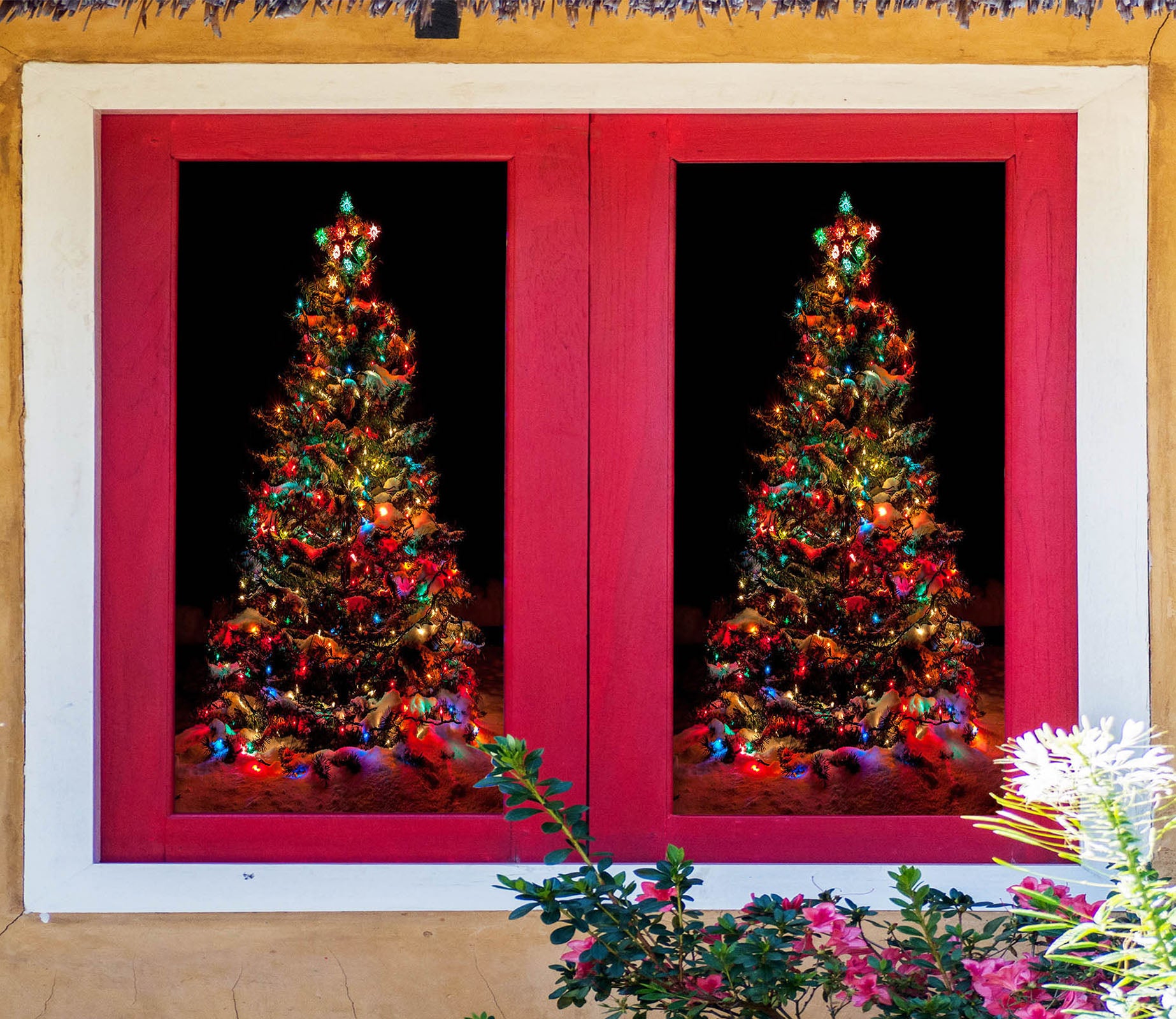 3D Christmas Tree 31019 Christmas Window Film Print Sticker Cling Stained Glass Xmas