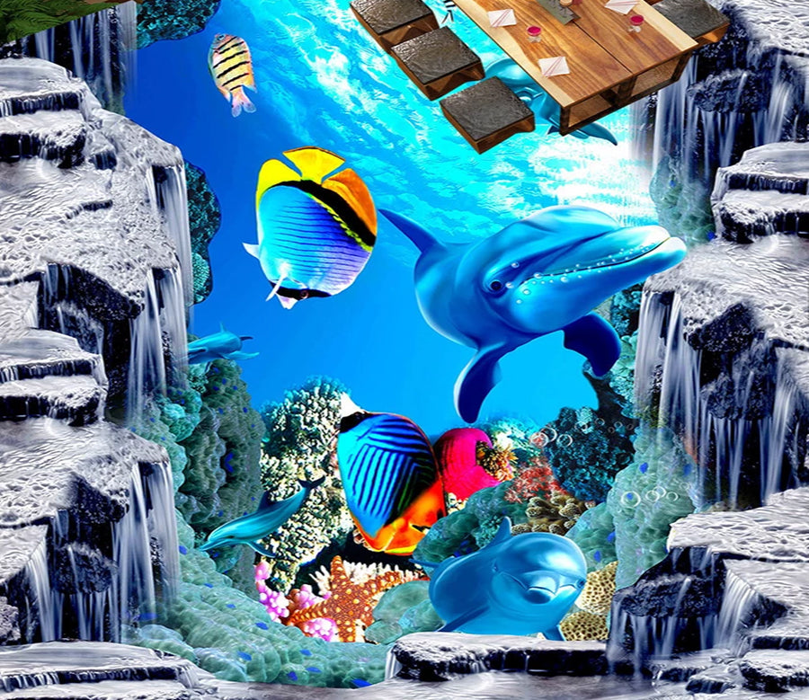 3D Clear Water 540 Floor Mural  Wallpaper Murals Rug & Mat Print Epoxy waterproof bath floor