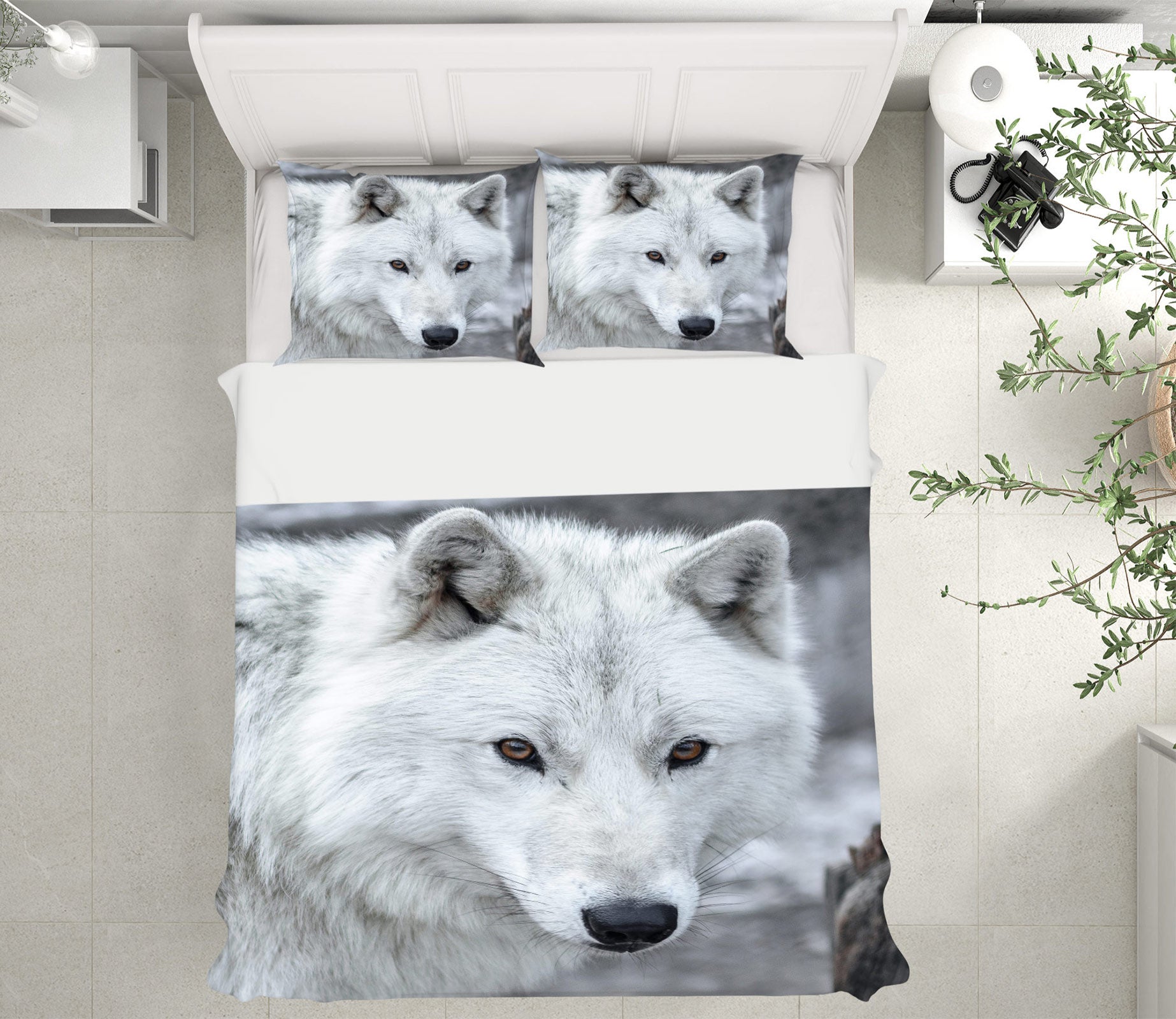 3D White Wolf 72030 Bed Pillowcases Quilt