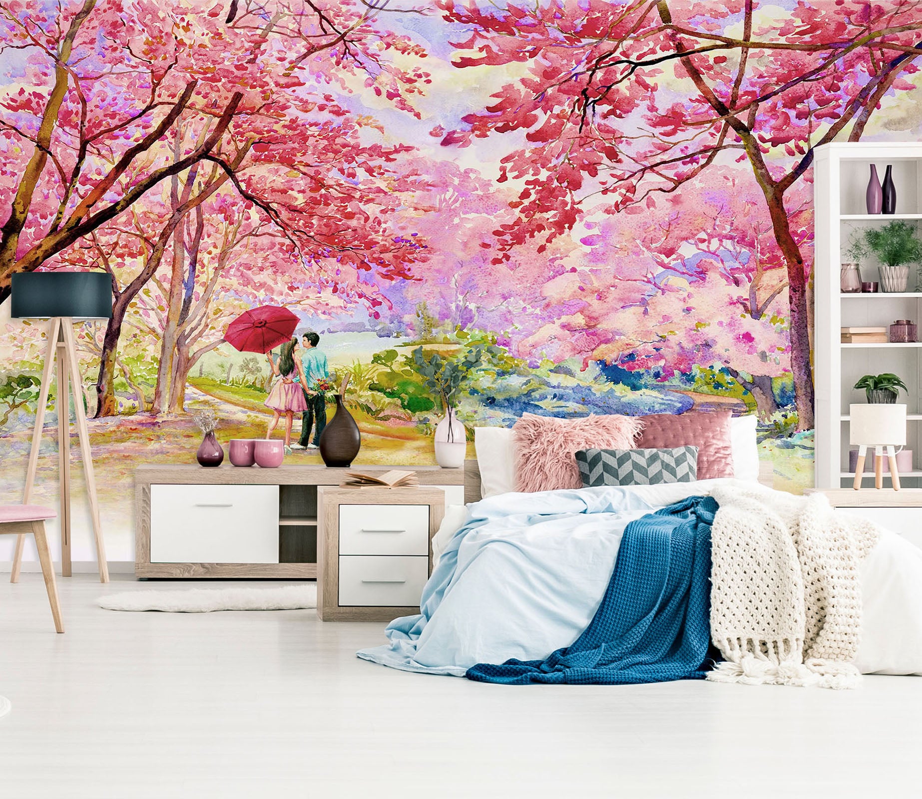 3D Pink Cherry Blossoms 2052 Wall Murals