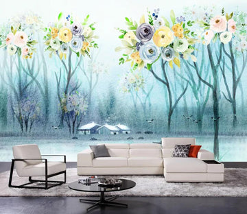 3D Colored Flowers WC74 Wall Murals Wallpaper AJ Wallpaper 2 