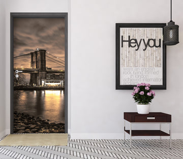 3D Night Bridge 106126 Assaf Frank Door Mural