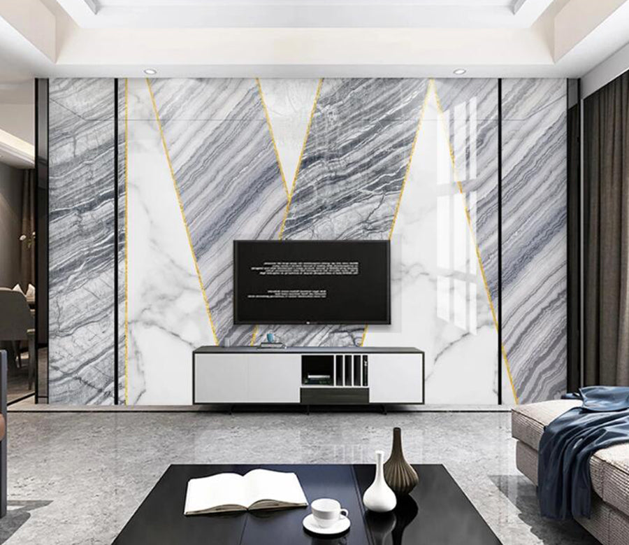 3D V-shaped Gray 837 Wall Murals