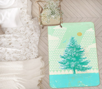 3D Blue Fir Tree 1016 Showdeer Rug Non Slip Rug Mat