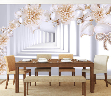 3D Pearl Flower 1401 Wall Murals