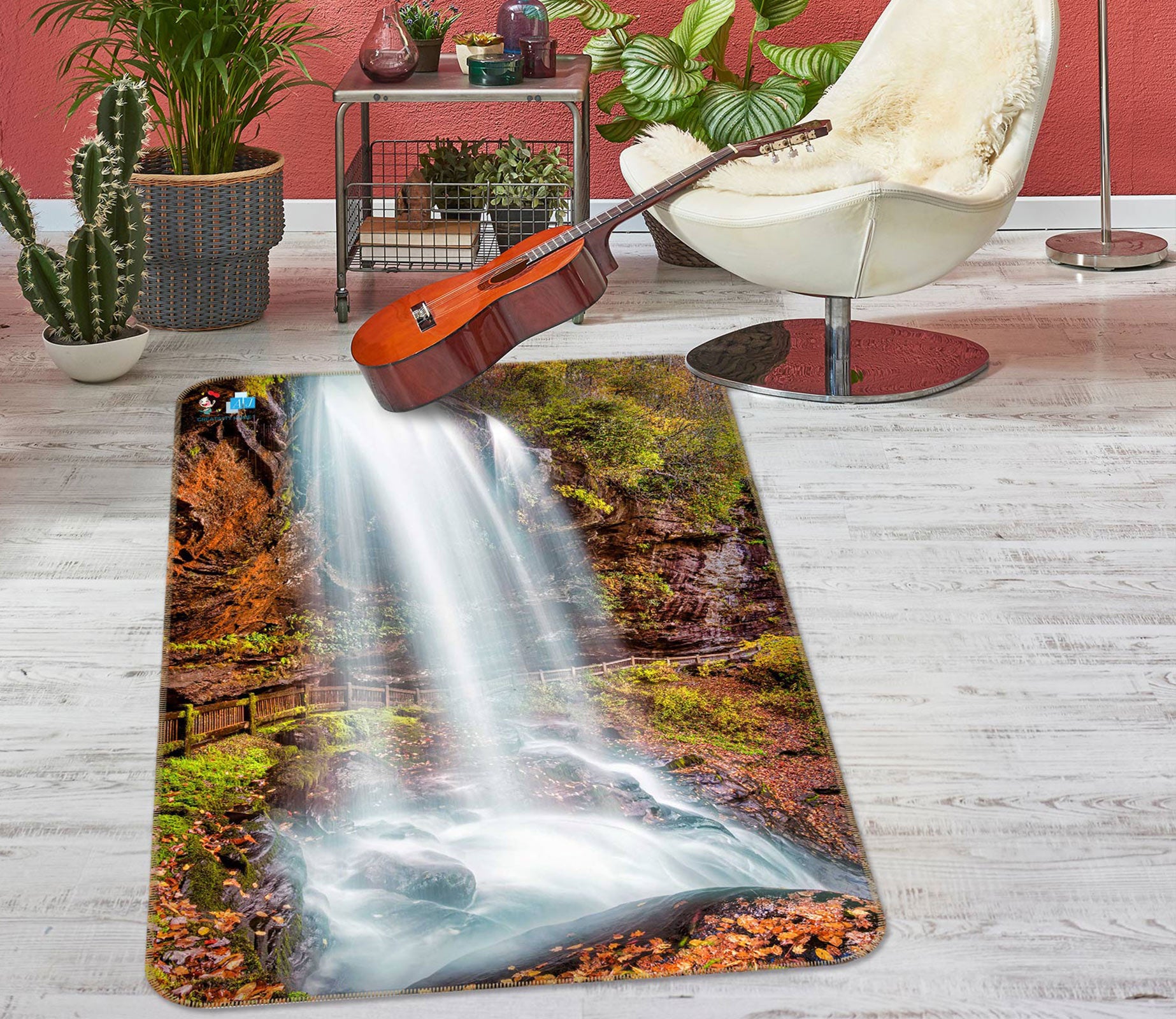 3D Waterfall Stone 5158 Beth Sheridan Rug Non Slip Rug Mat