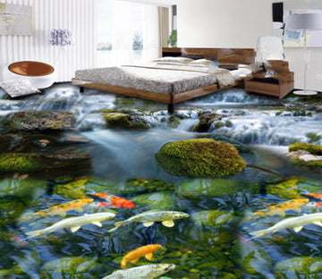 3D Lucky Koi 213 Floor Mural  Self-Adhesive Sticker Bathroom Non-slip Waterproof Flooring Murals
