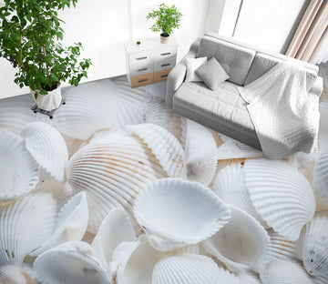 3D White Shells 868 Floor Mural  Wallpaper Murals Rug & Mat Print Epoxy waterproof bath floor