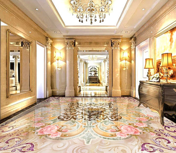 3D Pink Rose WG593 Floor Mural Wallpaper AJ Wallpaper 2 