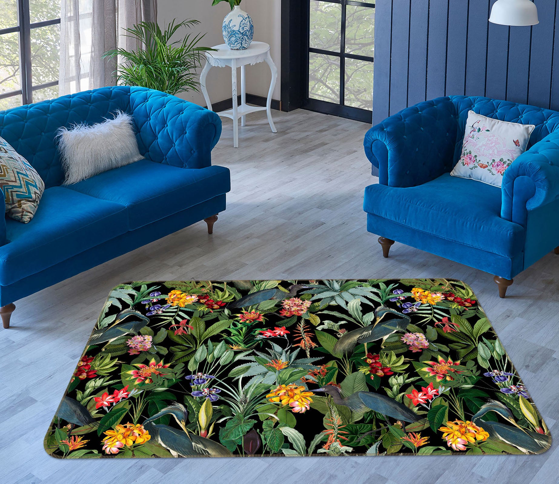 3D Yellow Flowers 101 Uta Naumann Rug Non Slip Rug Mat