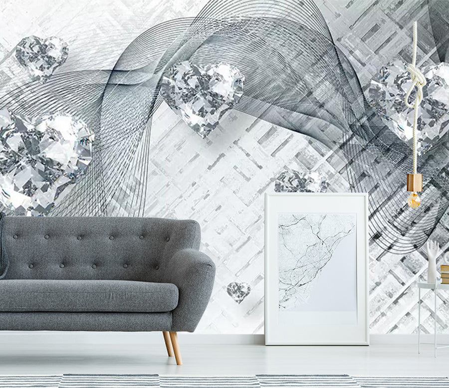 3D Heart Crystal WC590 Wall Murals