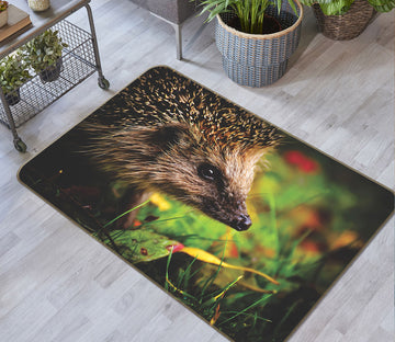 3D Hedgehog Grass 088 Animal Non Slip Rug Mat