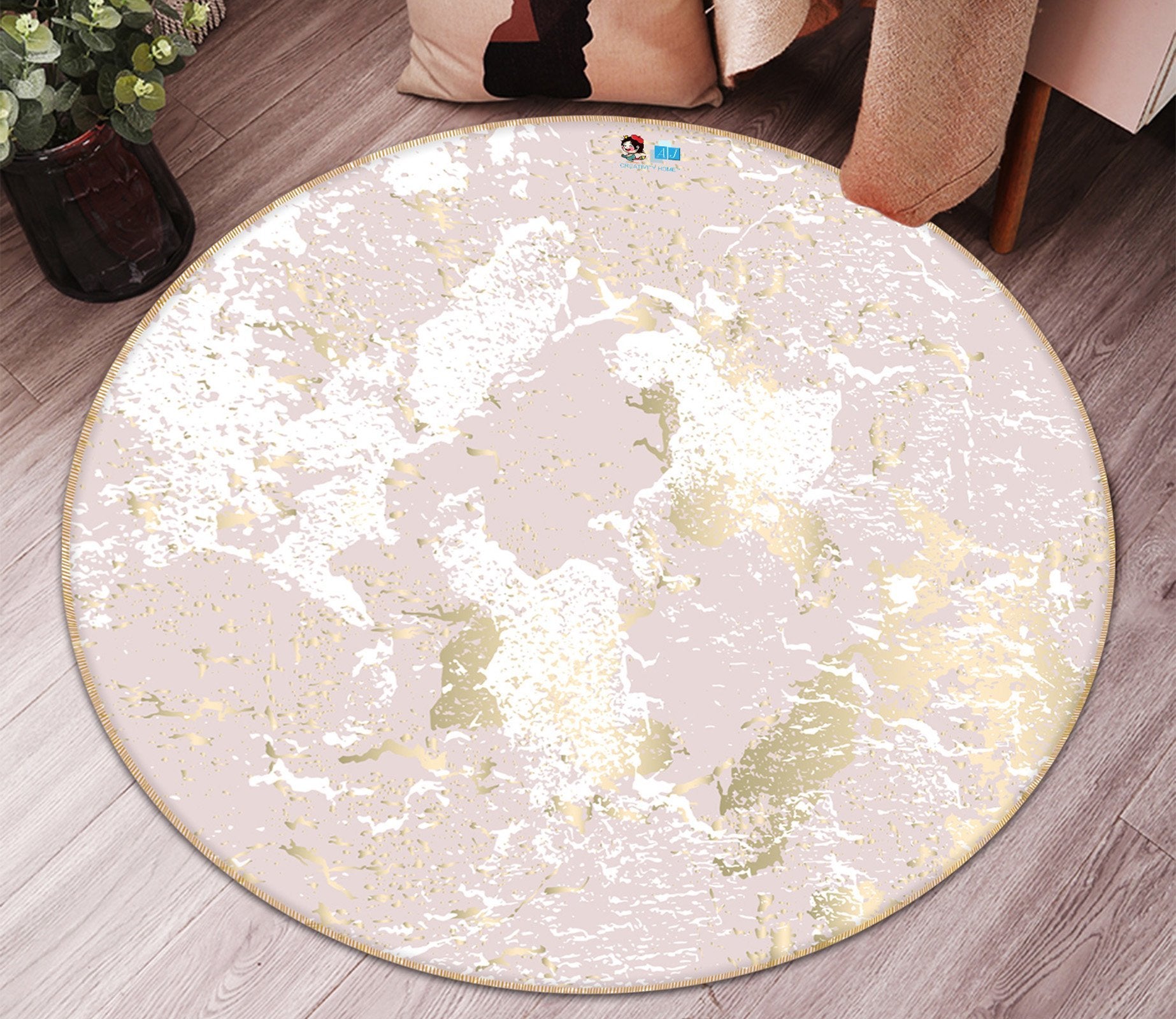 3D Pink White Block 164 Round Non Slip Rug Mat Mat AJ Creativity Home 