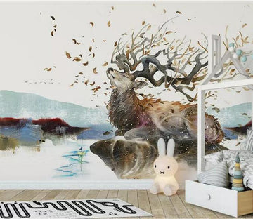 3D Elk Leaves 405 Wall Murals Wallpaper AJ Wallpaper 2 