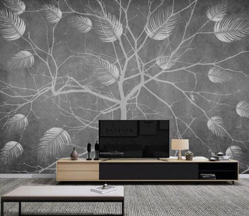 3D White Leaves WC1392 Wall Murals