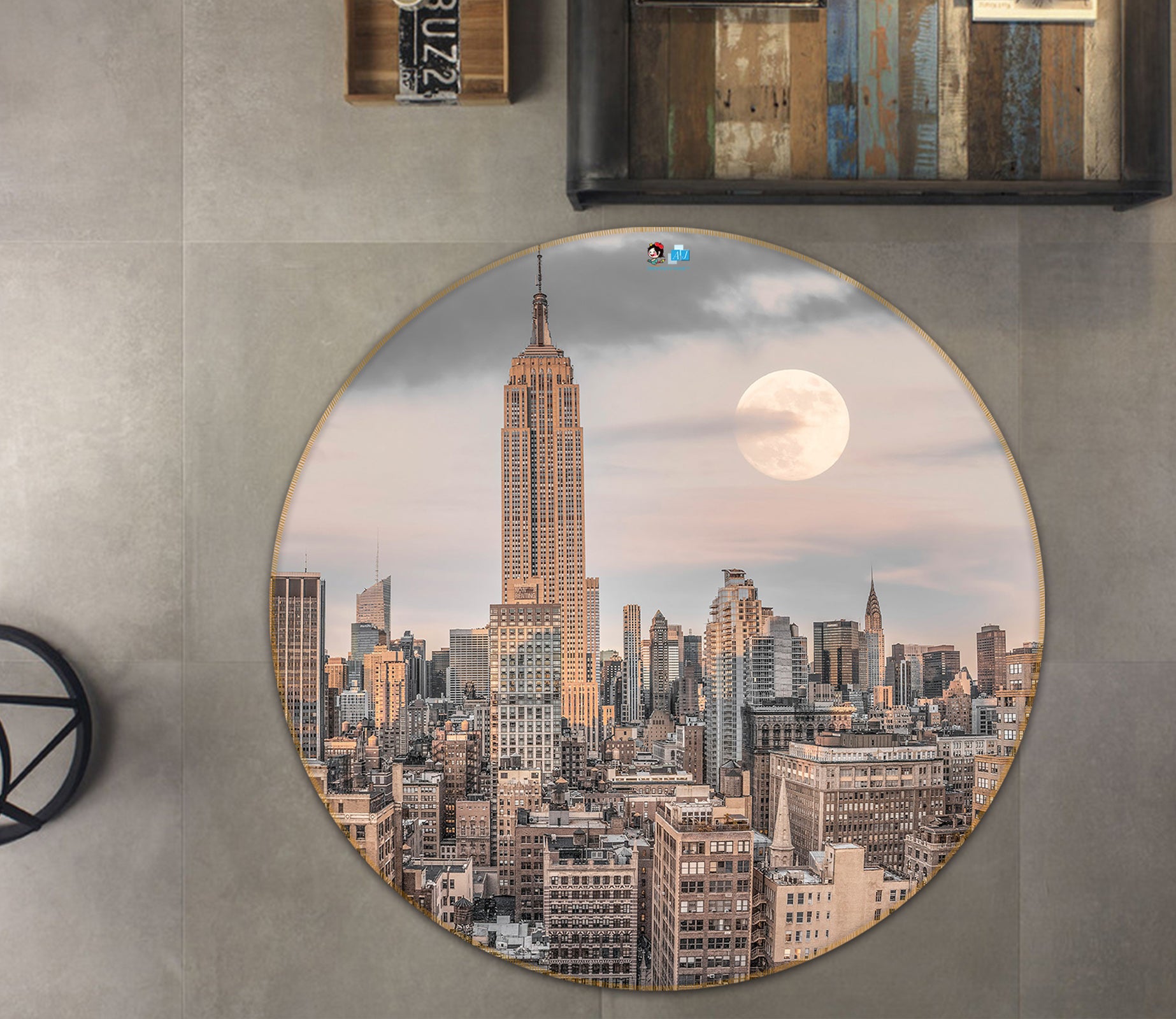 3D Modern City 7319 Assaf Frank Rug Round Non Slip Rug Mat