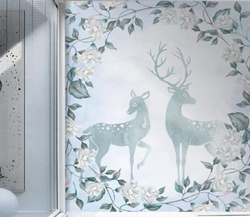 3D Light Blue Hazy Deer 2614 Wall Murals