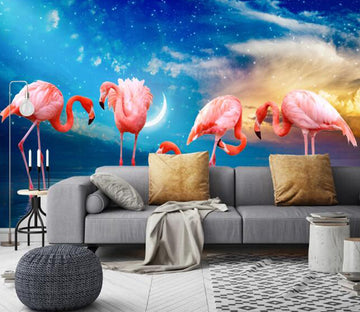 3D Galaxy Flamingo 377 Wall Murals