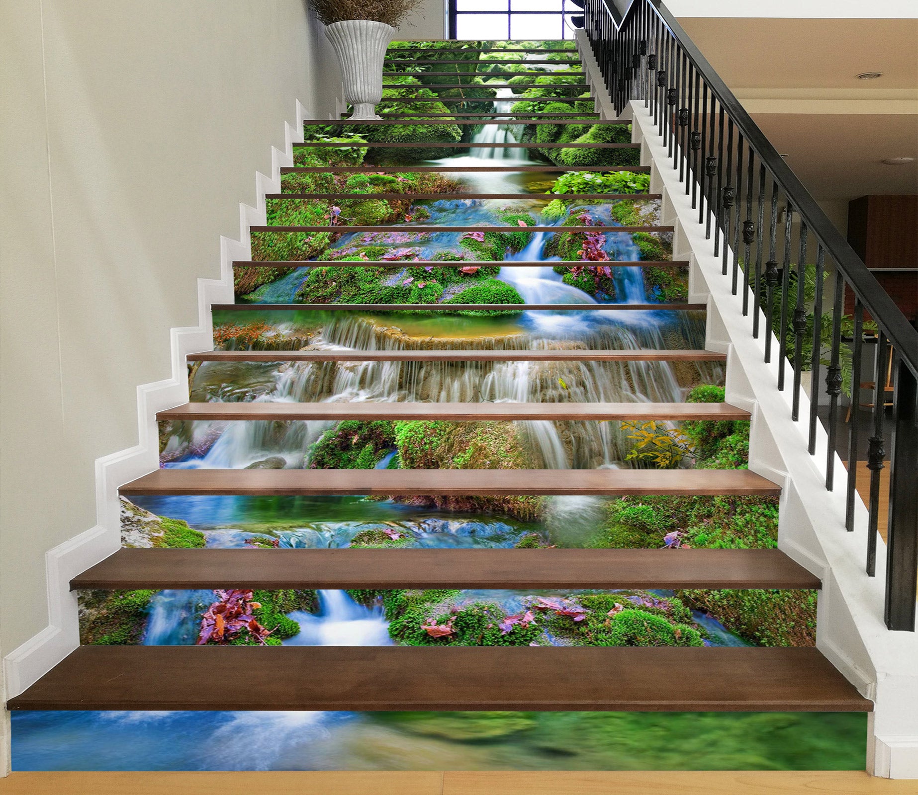 3D Small Stone Flowing Water 057 Stair Risers