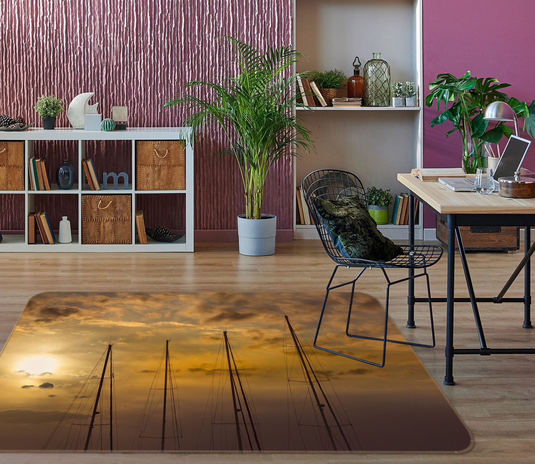 3D Four Trees 1137 Marco Carmassi Rug Non Slip Rug Mat