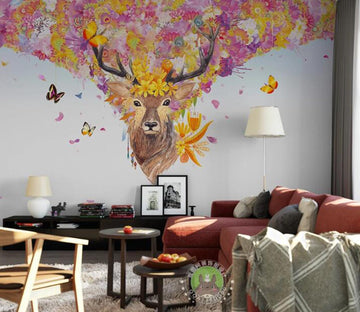 3D Flower Elk WC66 Wall Murals Wallpaper AJ Wallpaper 2 