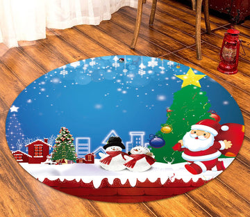 3D Christmas Tree Stars 051 Round Non Slip Rug Mat Mat AJ Creativity Home 