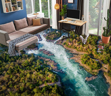 3D Forest And Big River 1055 Floor Mural  Wallpaper Murals Self-Adhesive Removable Print Epoxy