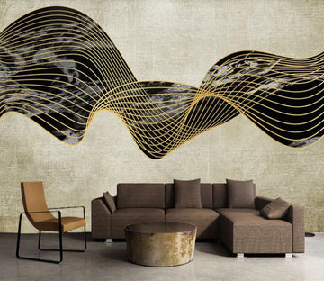 3D Black Ribbon Entwined With Gold Thread 2099 Wall Murals
