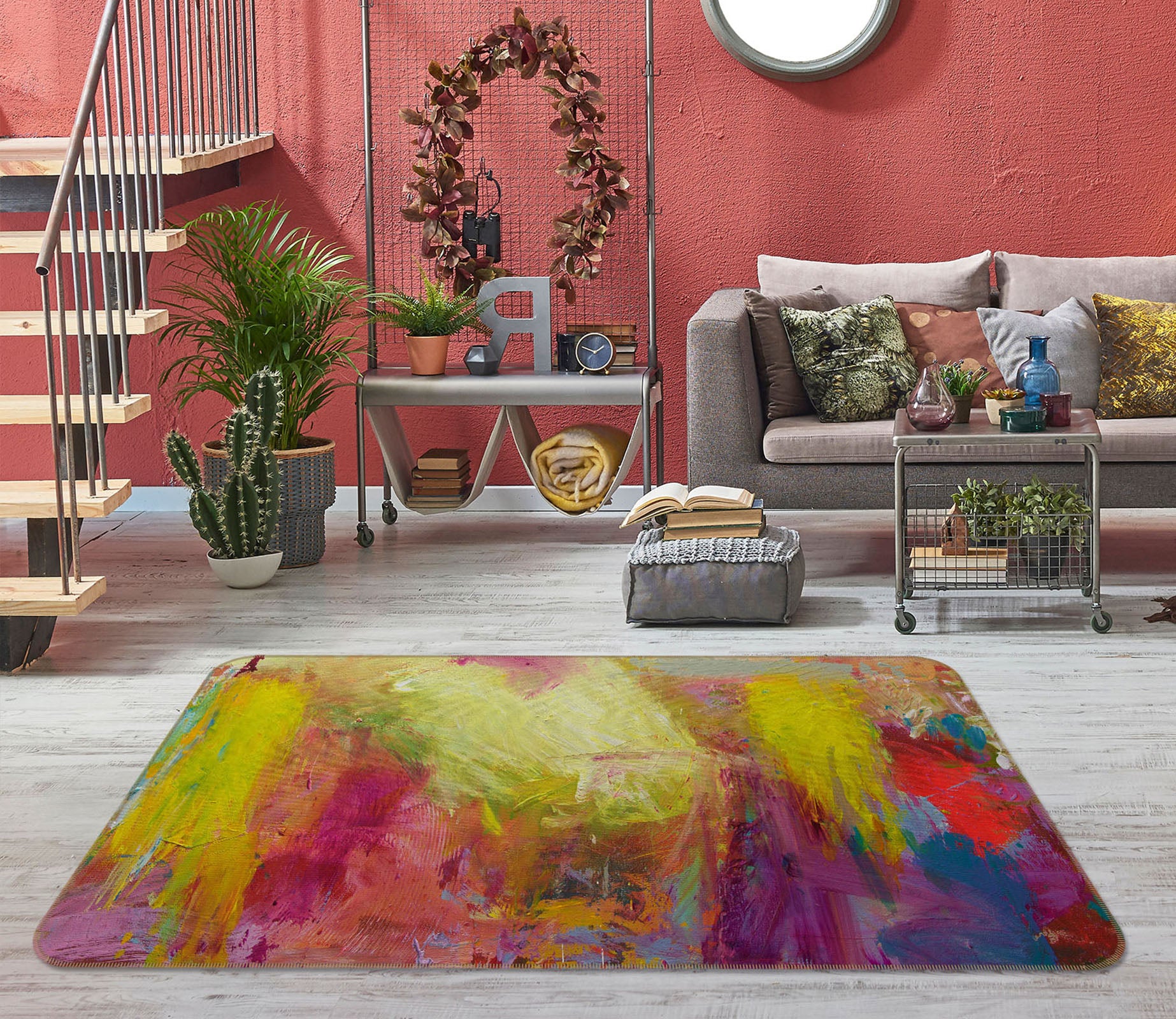 3D Golden Graffiti 1017 Allan P. Friedlander Rug Non Slip Rug Mat