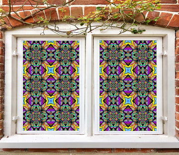 3D Traditional Flower 092 Window Film Print Sticker Cling Stained Glass UV Block