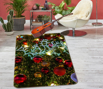 3D Branch Red Ball 56192 Christmas Non Slip Rug Mat Xmas