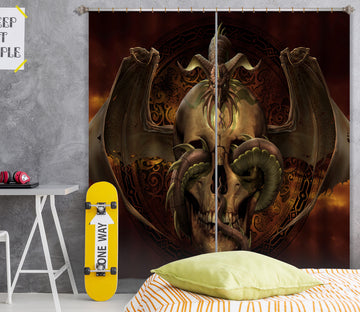 3D Skull Dragon 5070 Tom Wood Curtain Curtains Drapes