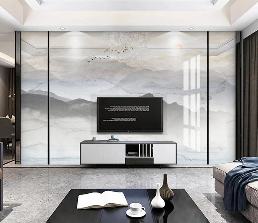 3D Misty Mountains 071 Wall Murals