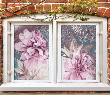 3D Pink Flower 426 Window Film Print Sticker Cling Stained Glass UV Block