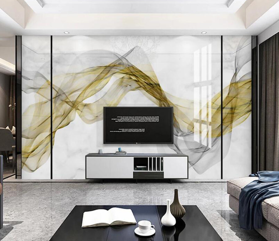 3D Yellow Black Ribbon 774 Wall Murals