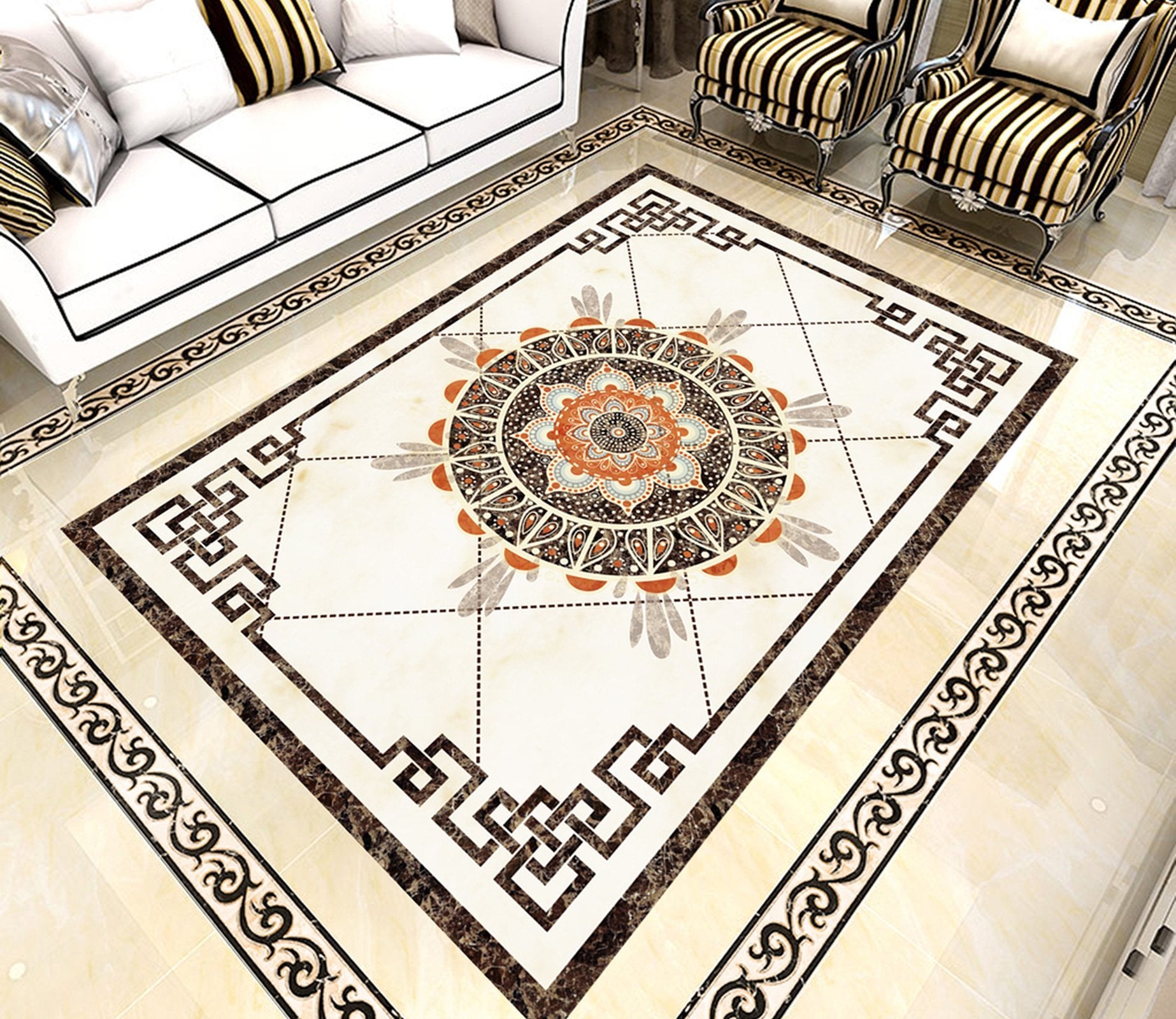 3D Rectangular Black Pattern WG559 Floor Mural Wallpaper AJ Wallpaper 2 