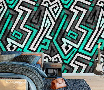 3D Green Gray Pattern 57160 Wall Murals