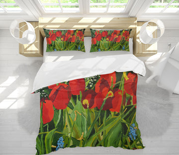 3D Red Flower Growing 1037 Allan P. Friedlander Bedding Bed Pillowcases Quilt