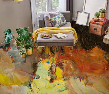 3D Brown-Yellow Paint Pattern 9917 Allan P. Friedlander Floor Mural  Wallpaper Murals Self-Adhesive Removable Print Epoxy