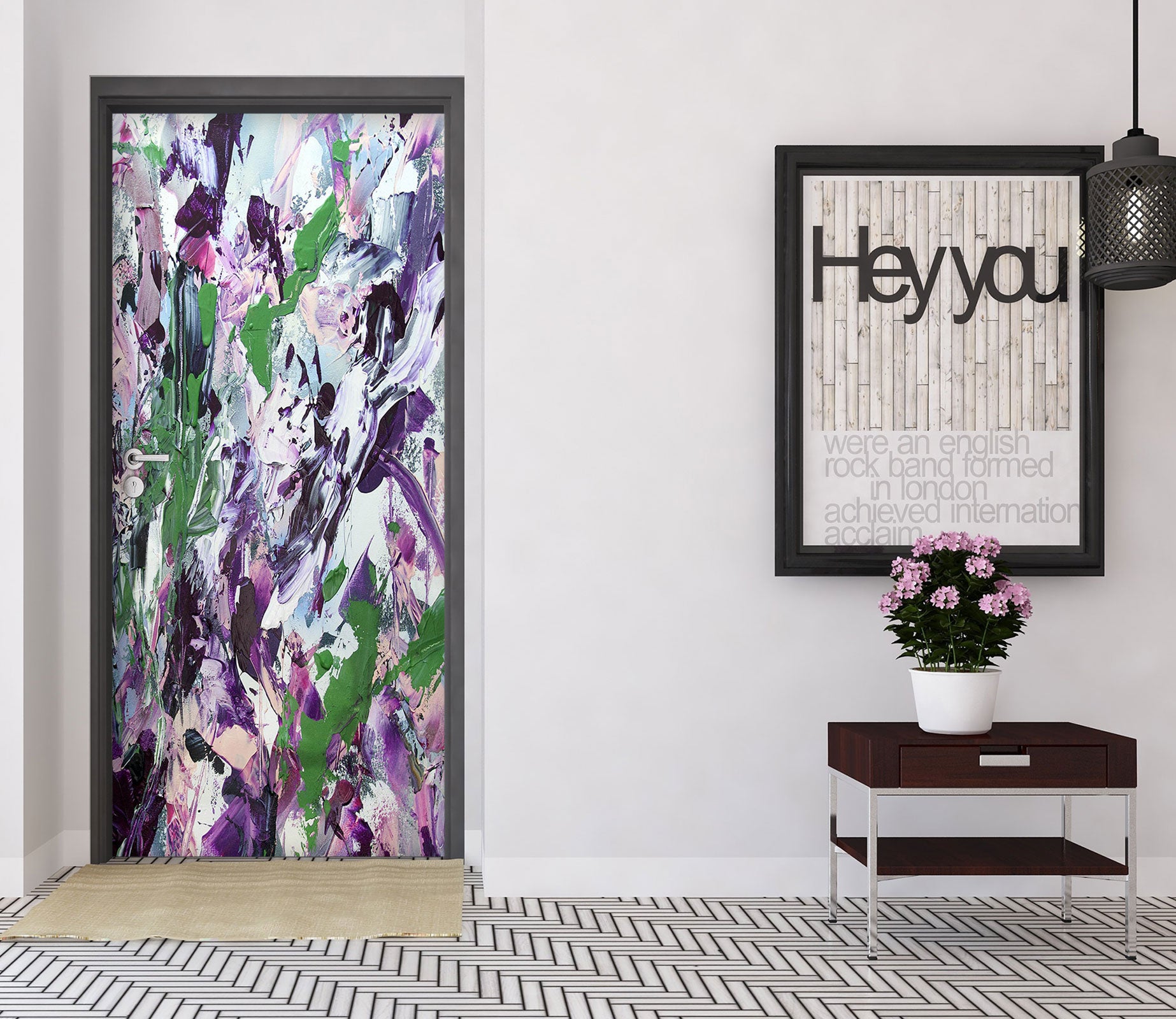 3D Green Purple Paint Pattern 93188 Allan P. Friedlander Door Mural