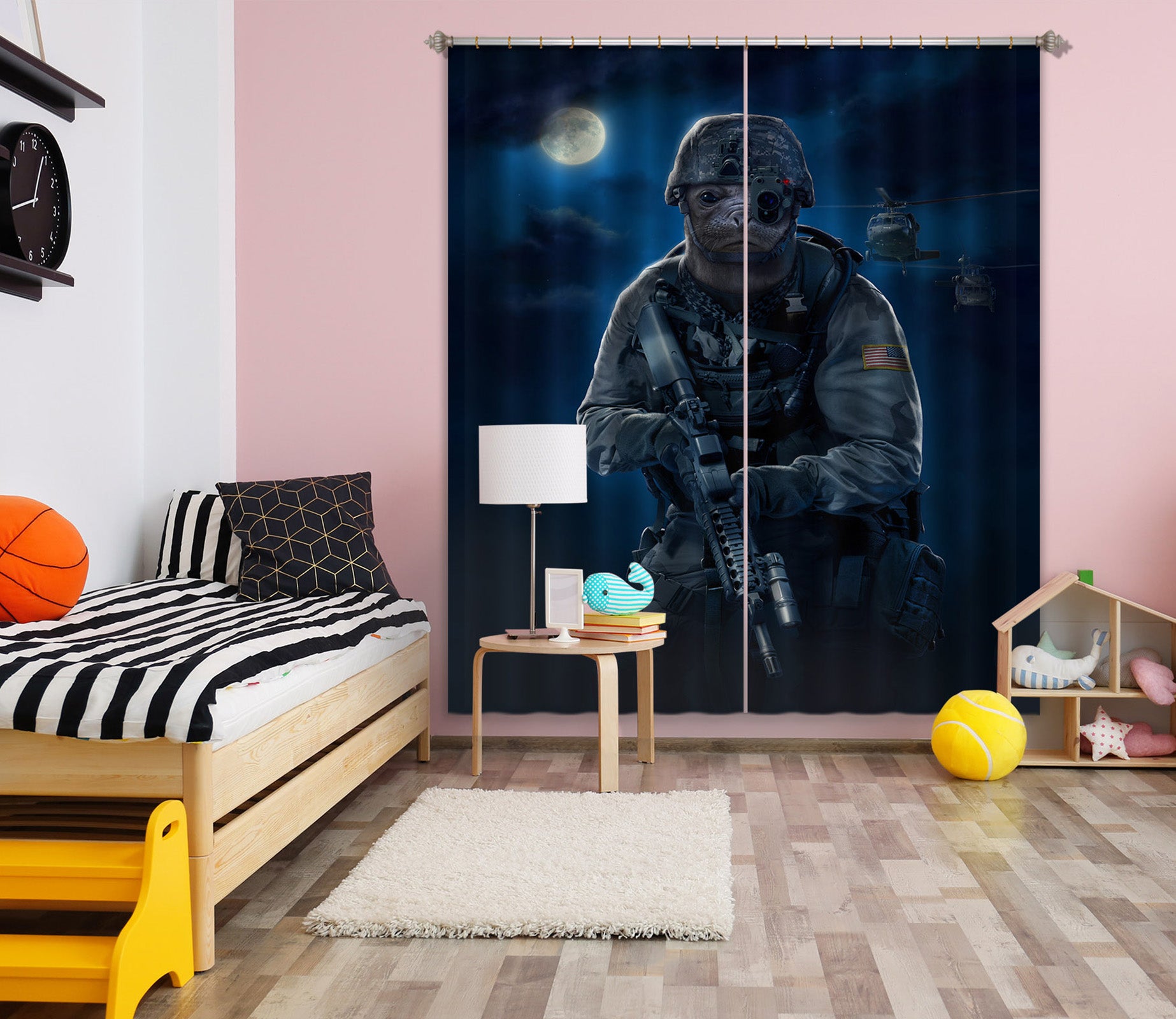 3D Dog Warrior 068 Vincent Hie Curtain Curtains Drapes