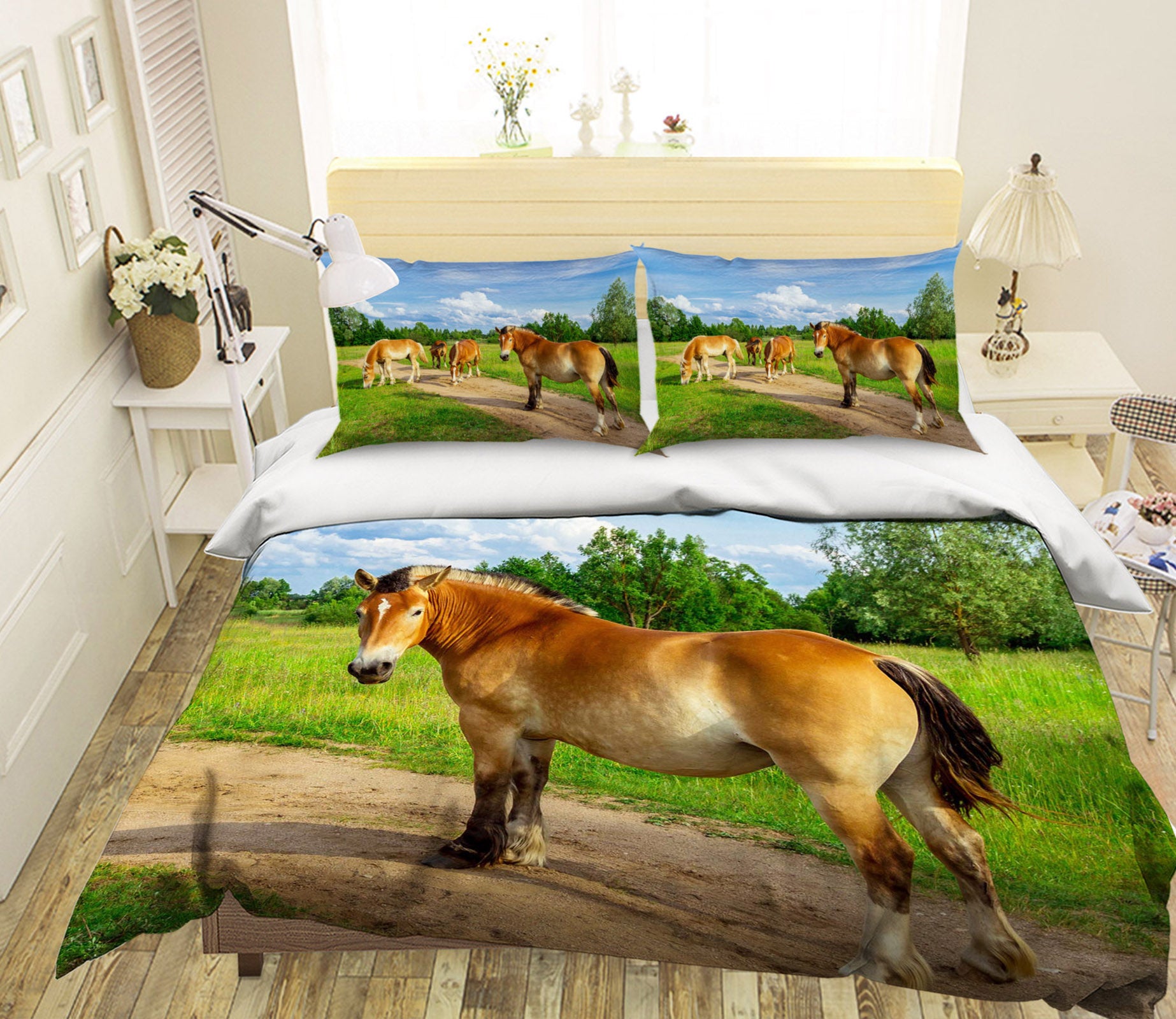 3D Painted Horse 1910 Bed Pillowcases Quilt