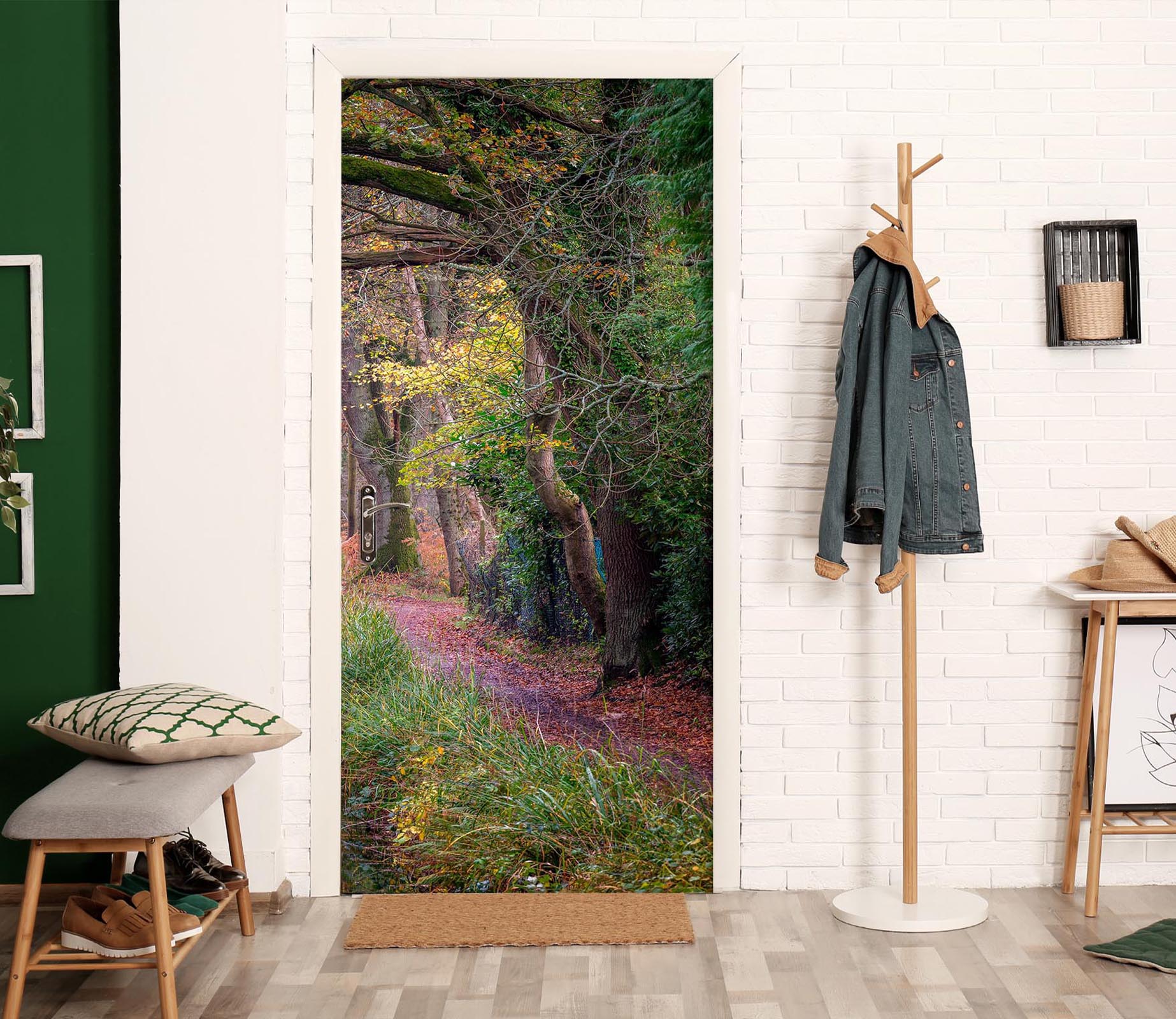 3D Green Grass Road 5101 Assaf Frank Door Mural