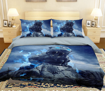 3D Black Leopard Fangs 028 Bed Pillowcases Quilt
