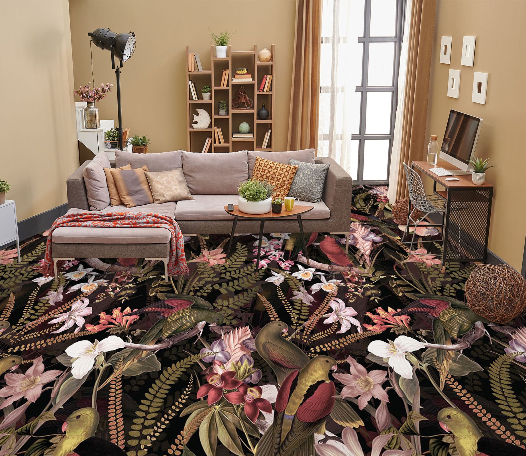 3D Flower Leaves 99178 Uta Naumann Floor Mural  Wallpaper Murals Self-Adhesive Removable Print Epoxy